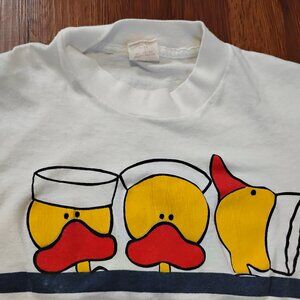 Vintage 80s Ducks Beach Blanket Cartoon T-Shirt Super Cute